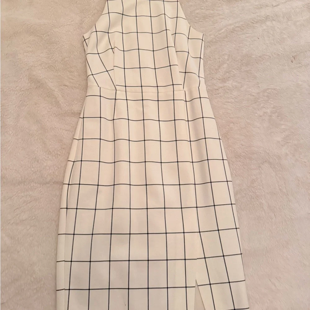 Banana Republic White Dress with Black Windowpane Grid - Picture 3 of 3